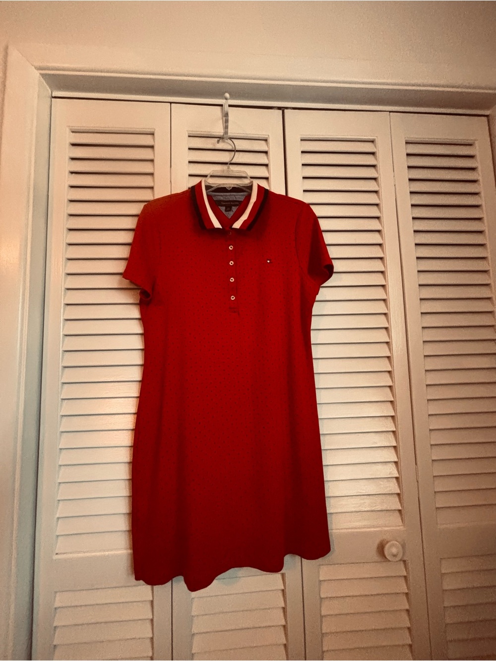 Tommy Hilfiger Red Polo Mini Dress with Striped Collar